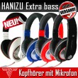 HANIZU Headset Kopfhörer mit Mikrofon Extra Bass Bügel weiche Leder Polsterung 