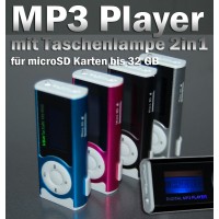 MP3 Player für microSD Karten mit Taschenlampe