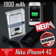 Akku 1900mAh iPhone4 / 4S iPhone 4 Power Case Ladestation Extern