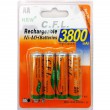 4x AA Akkus Ni-Mh 1,2V 3800 mAh Wiederaufladbare Batterien MIGNON Akku TV Blitz