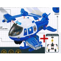 Police Hubschrauber Baukasten mit Pilot Spielzeug Bewegung Motor Ton Licht