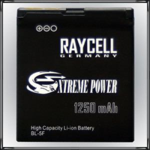 Handyakku RAYCELL BL-5F 1250 mAh für Nokia N95 N96 N93i E65 6290 6710 6210 6710n