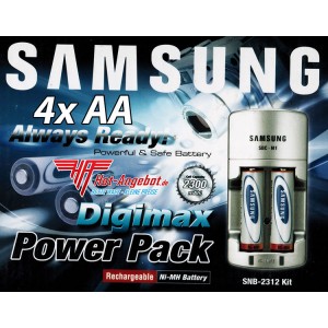 Original Samsung Power Set SNB-2312 4x AA Akkus 2300 + Ladegerät in OVP Digimax